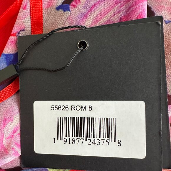 NWT Mac Duggal Multicolor Floral Front Tie Puff Sleeve Flowy Dress 8 #A0541 - Picture 6 of 8